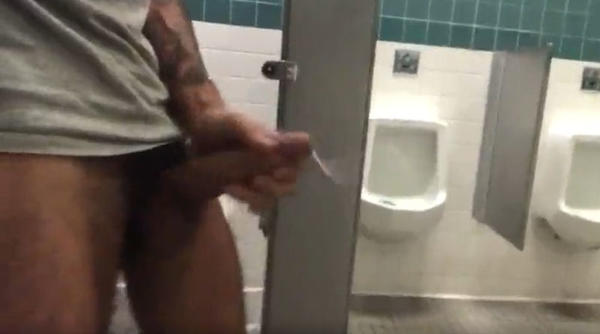 Naughty twink jerking off in college bathroom